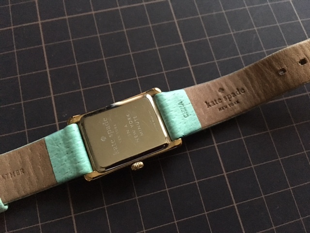  excellent degree Kate Spade Kate Spade NEWYORK Gold × white shell face turquoise original belt quarts lady's wristwatch 