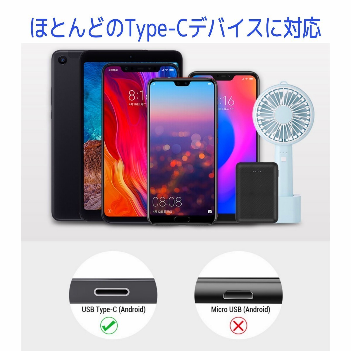 急速充電 PD・QC対応 Type-Cマグネットアダプタ プラグ2個付き_画像3