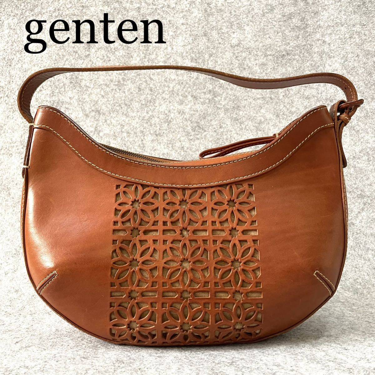 カットワークが美しい genten ゲンテン ショルダーバッグ ハンドバッグ