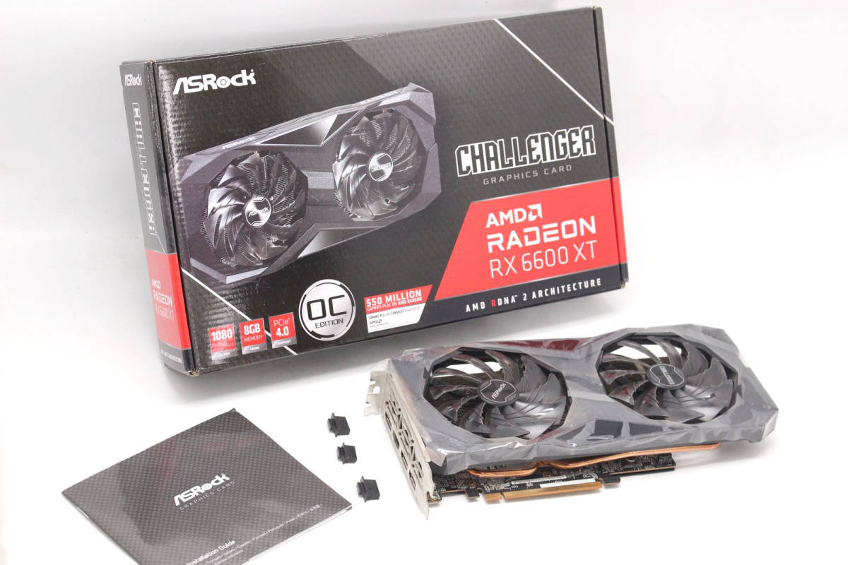 中古良品 箱付き 動作確認済 ASRock Radeon RX 6600 XT Challenger D 8GB OC 128-bit GDDR6 PCI Express対応ビデオカード RX6600XT CLD 8GO_画像1