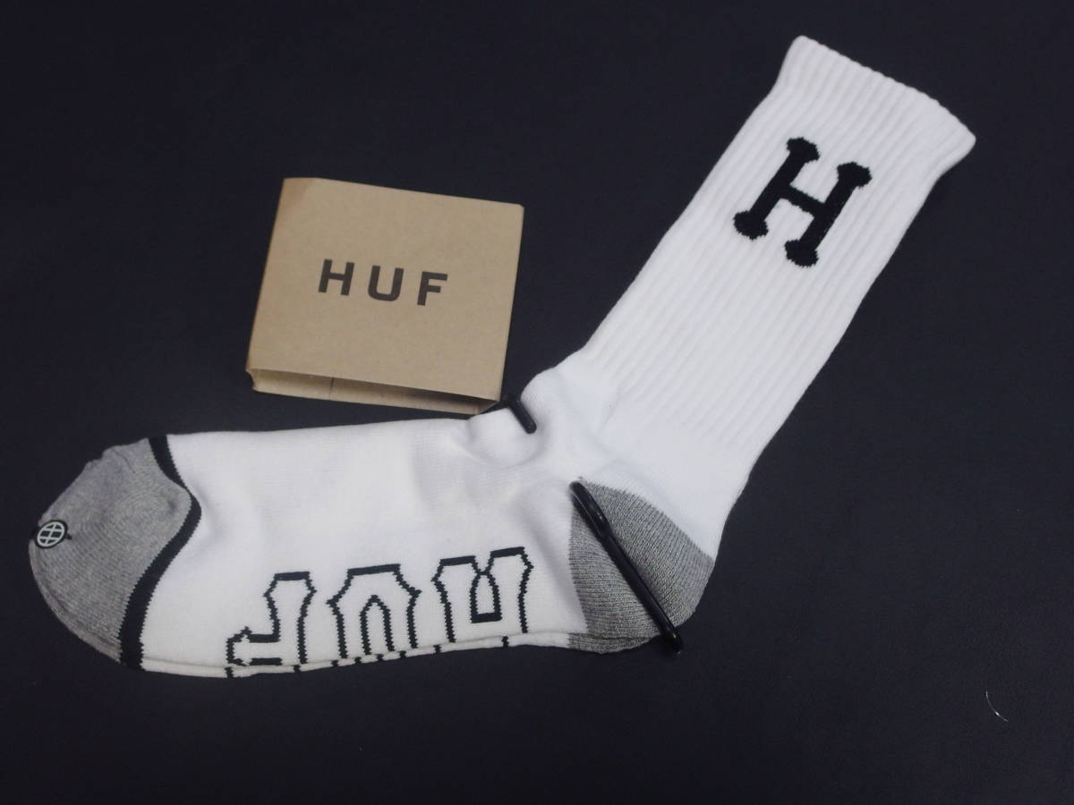 新品　HUF　ソックス　26～28㎝　ホワイト　Hロゴ　GIRL　altamont brixton lakai HUF_画像1