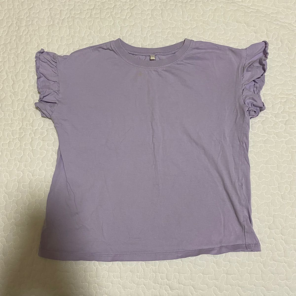 GU 半袖Tシャツ フリフリ 袖ふわ 女の子 かわいい シンプル くすみカラー