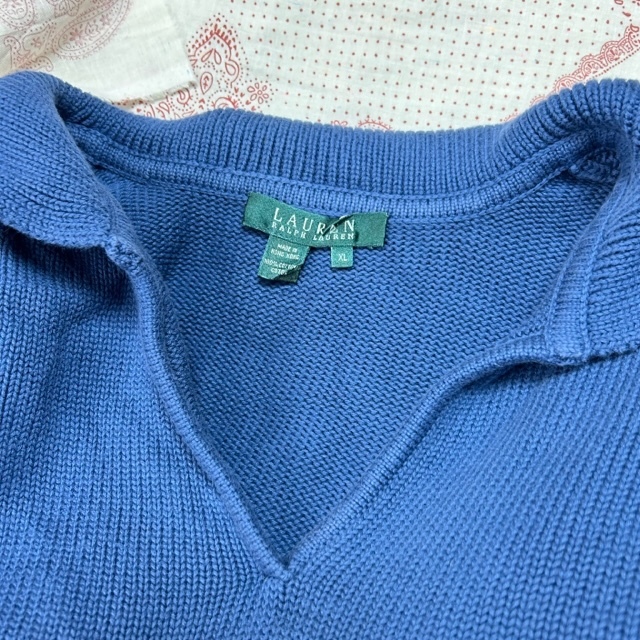 USA古着 90s Ralph Lauren セーラー襟 ざっくりコットンニットセーター