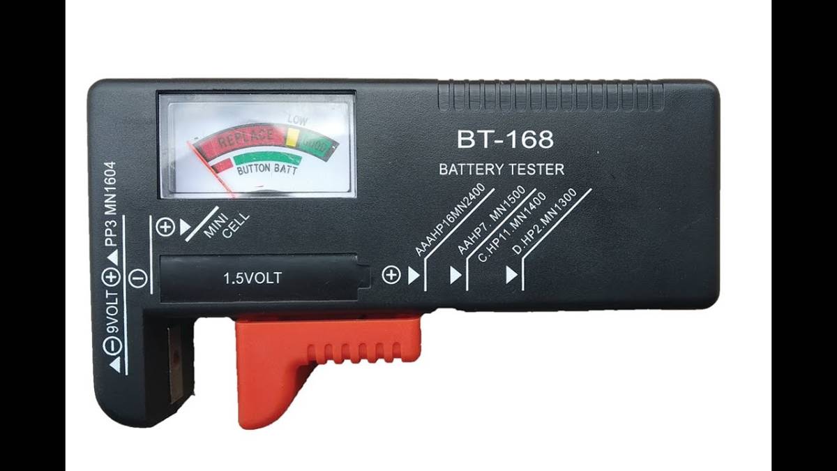 バッテリーテスター 電池残量測定器 アナログ式バッテリーチェッカーブラック 乾電池やボタン電池の残量チェック BT-168_画像1