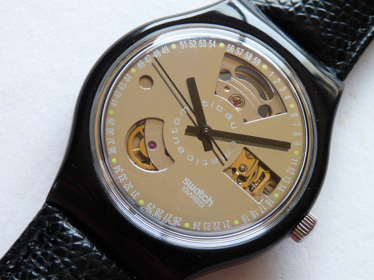 未使用 1991年初代オートマチック スウォッチ Swatch ブラックモーション BLACK MOTION 品番SAB100