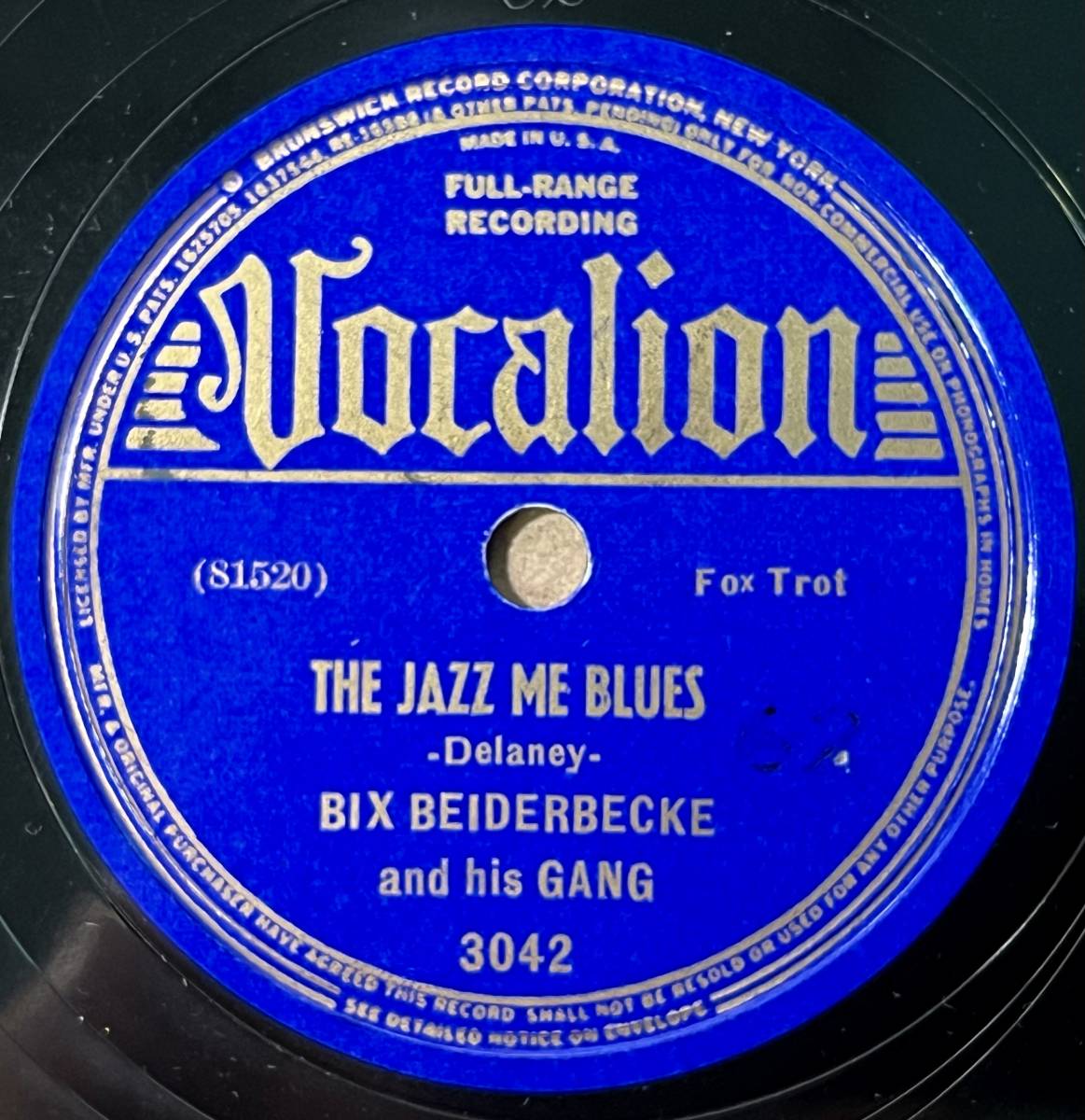 ジャズ BIX BEIDERBECKE AND HIS GANG VOCALION The Jazz Me Blues/ At The Jazz Band Ball