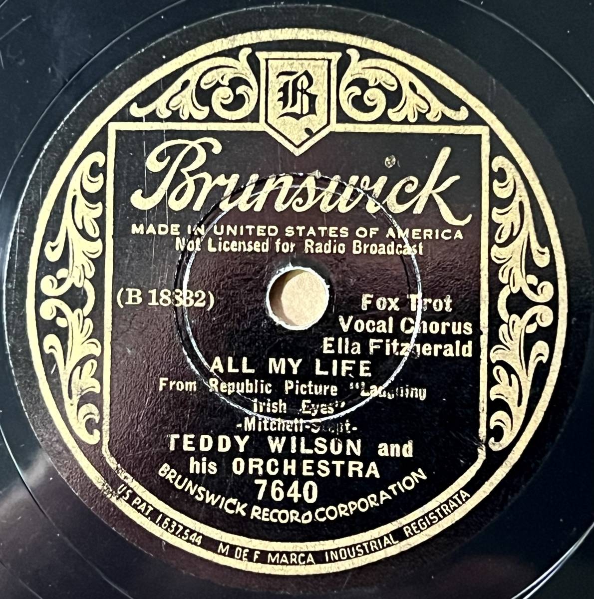 ジャズ TEDDY WILSON AND HIS ORCH. w ELLA FITZGERALD BRUNSWICK All My Life