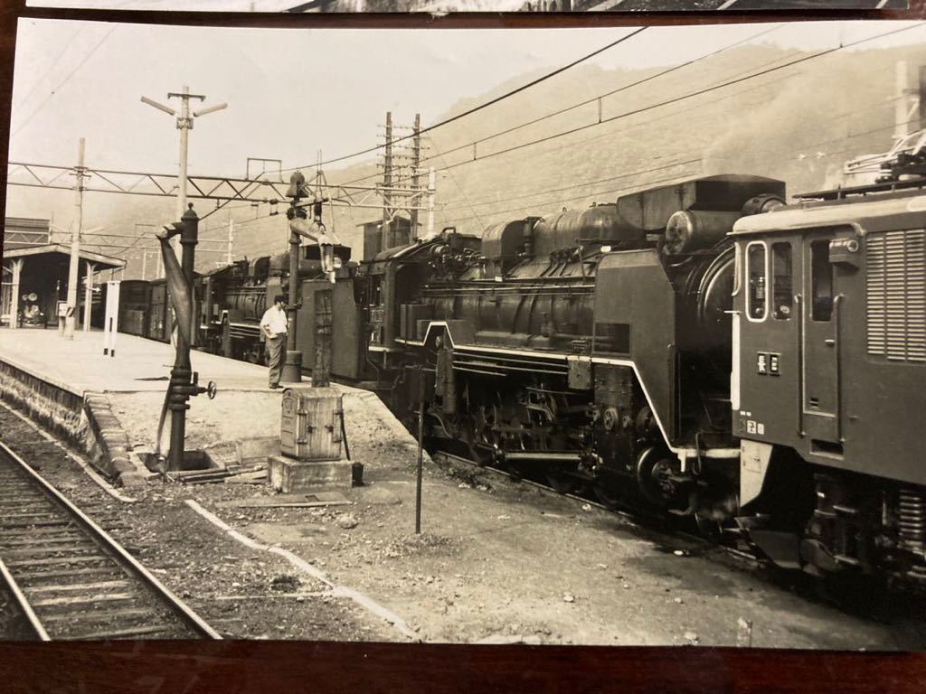 昭和鉄道写真：EF62[長野]+D51753[長野]+D51牽引貨物列車/2景。撮影時期場所不明。8×12㎝。_画像2