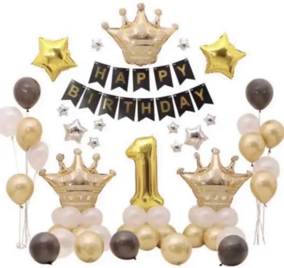 パーティー ゴールド バルーン 1歳 誕生日 バースデー 風船 ガーランド 王冠