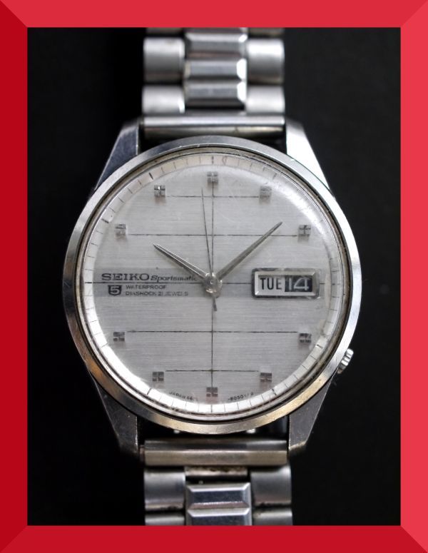 セイコー SEIKO 5 SPORTSMATIC 21石 自動巻き 3針 デイデイト 6619-8130 男性用 メンズ 腕時計 W265 稼働品