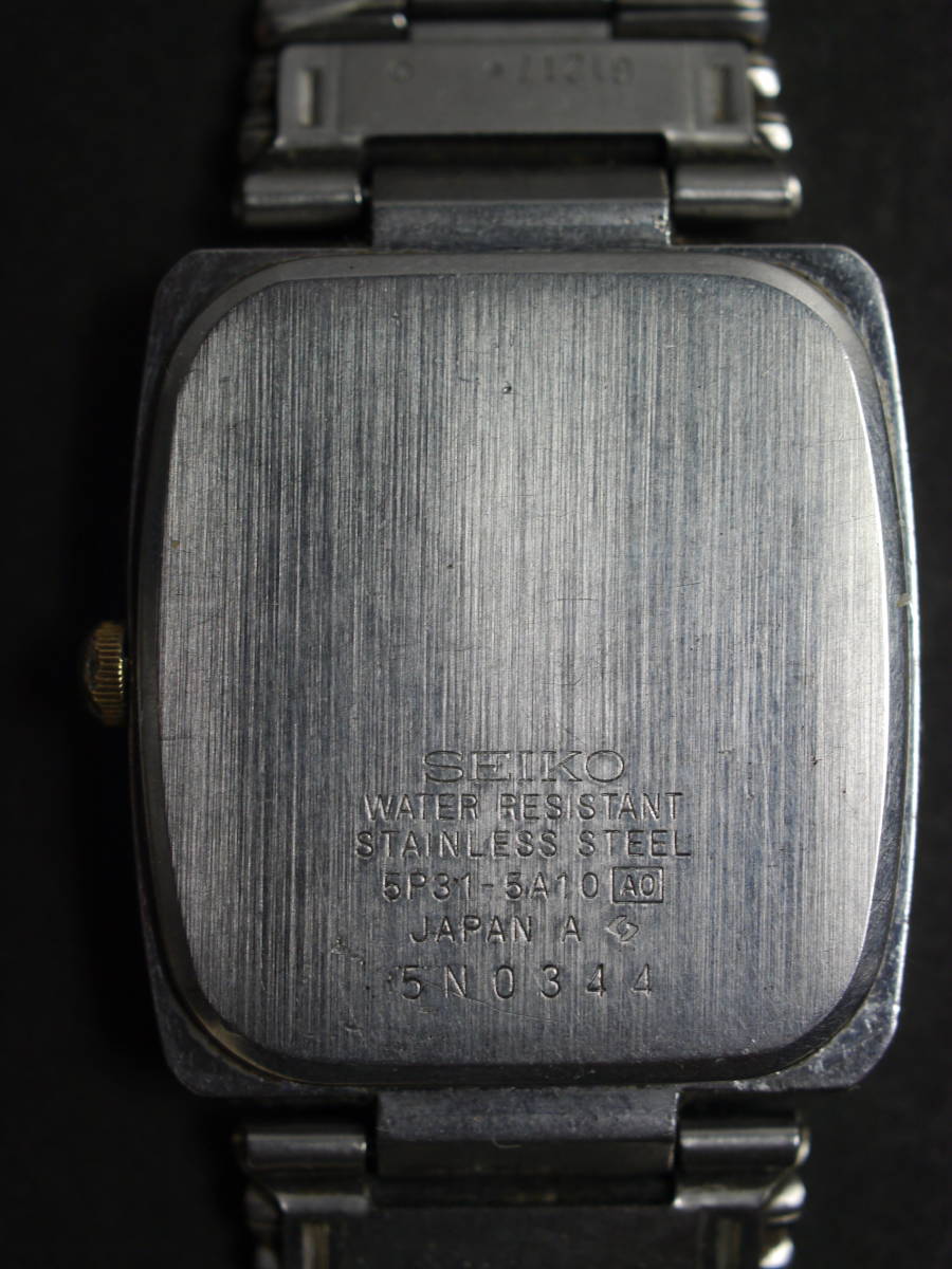 セイコー SEIKO クォーツ 3針 純正ベルト 5P31-5A10 男性用 メンズ 腕時計 W291 稼働品_画像7