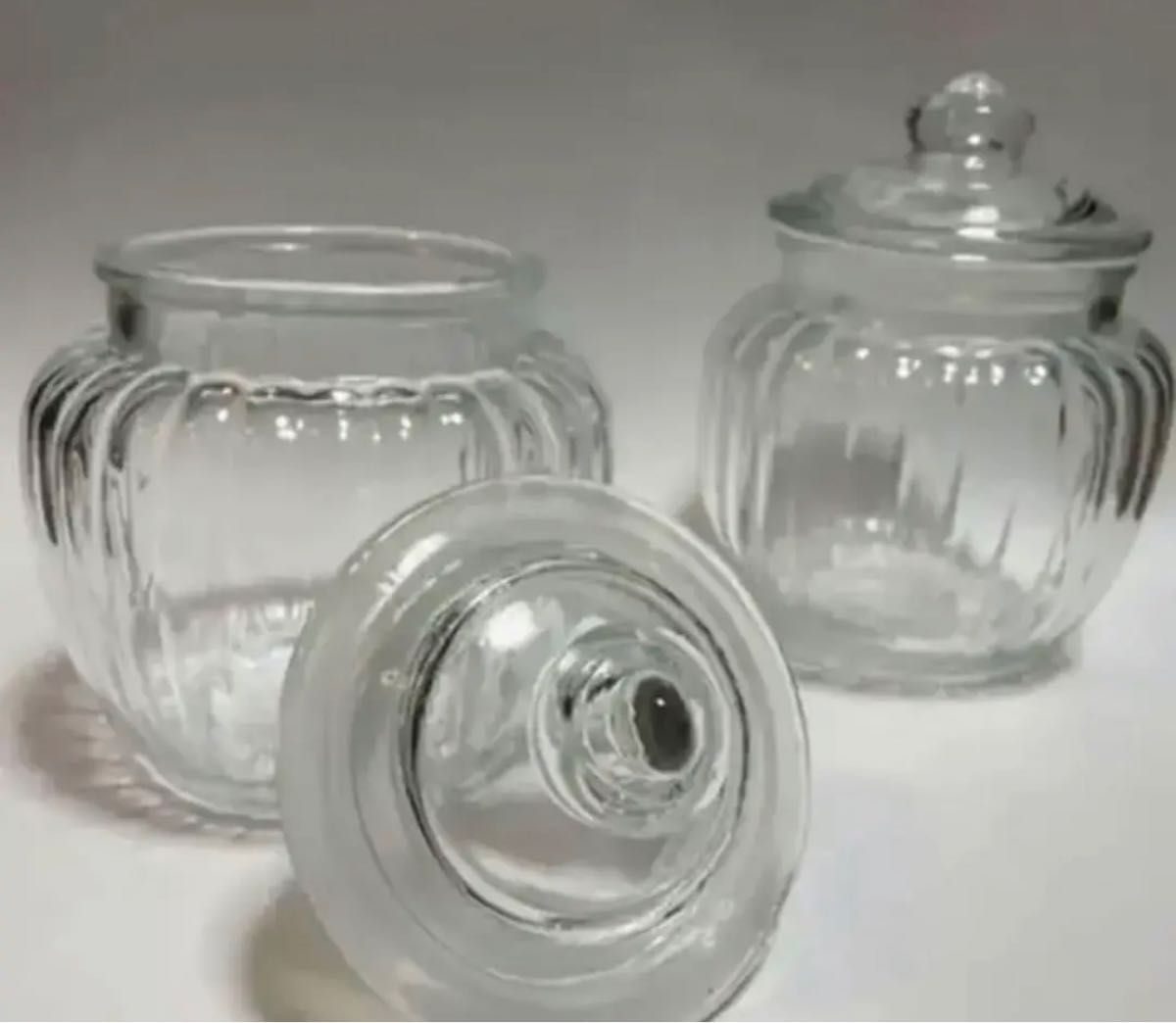 ガラス瓶　蓋付き　レトロ　アンティーク　ガラスキャニスター　クッキージャー　 保存容器　 ビンテージ