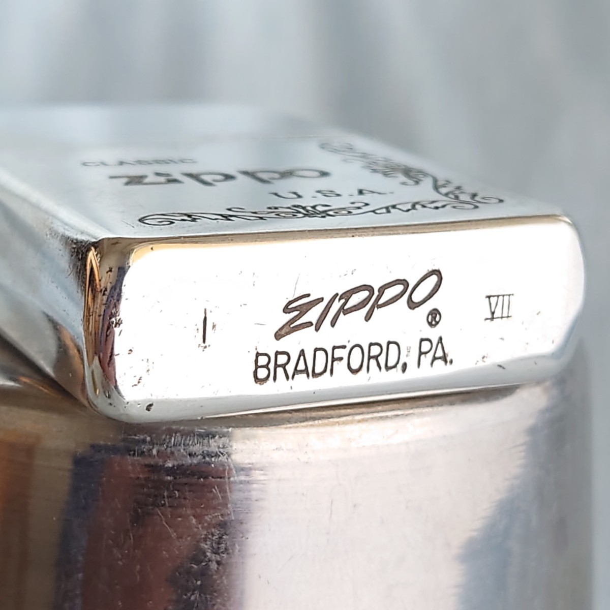 1111円～ ZIPPO 美品 イタリック 91年製 ジッポ 1991 ジッポー オイルライター USA SILVER Color クラッシック_画像1