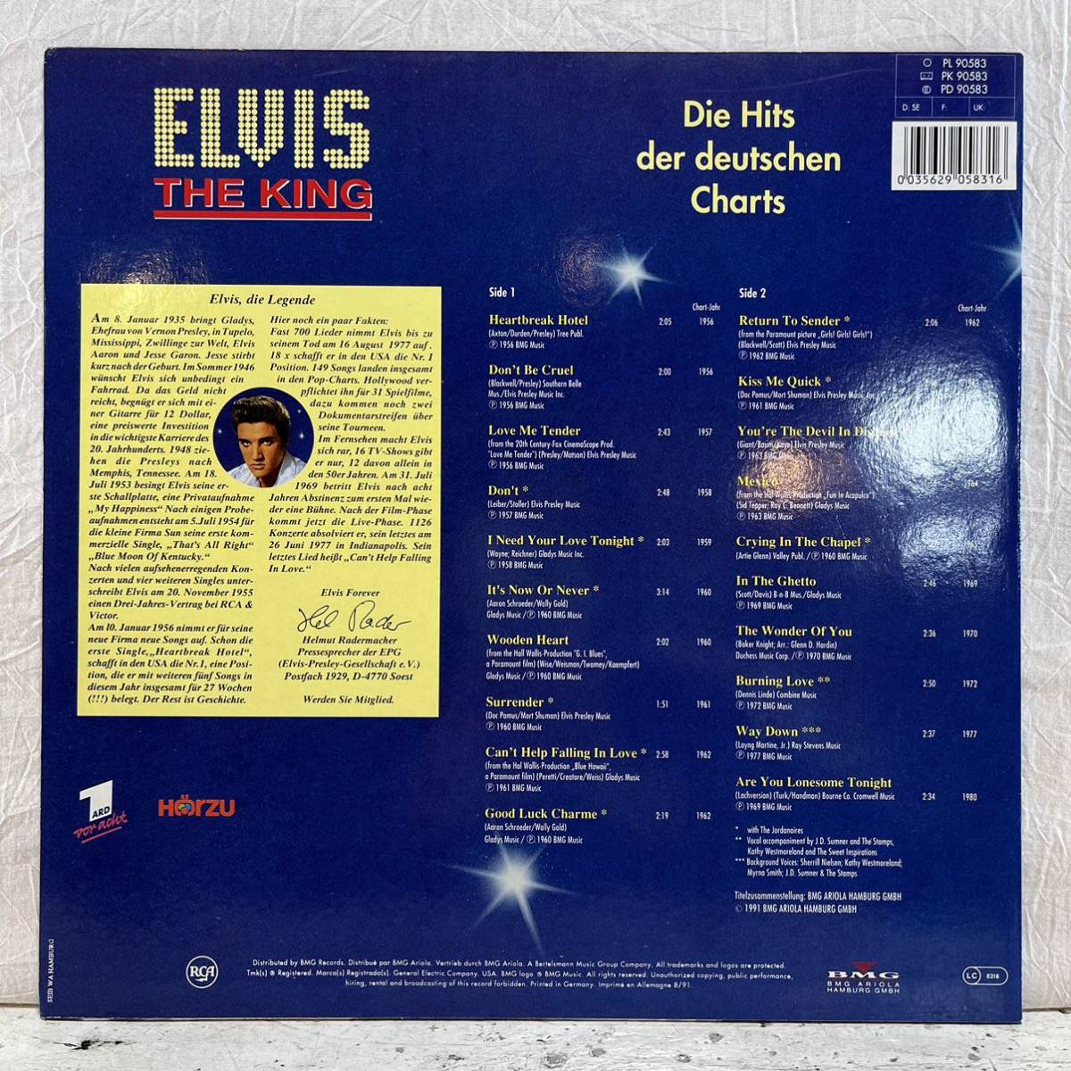 美盤 LP ドイツ盤 エルヴィス・プレスリー Elvis Presley / The King (Die Hits Der Deutschen Charts) PL-90583_画像2