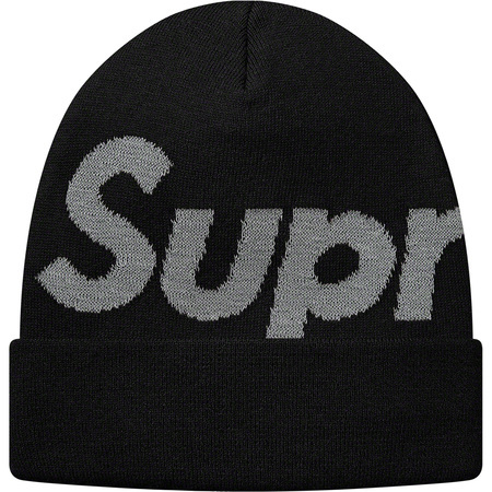 正規品 18AW Supreme Reflective Big Logo Beanie Black 新品 18FW シュプリーム リフレクティブ ビッグ ロゴ ビーニー ブラック ニット帽_画像1