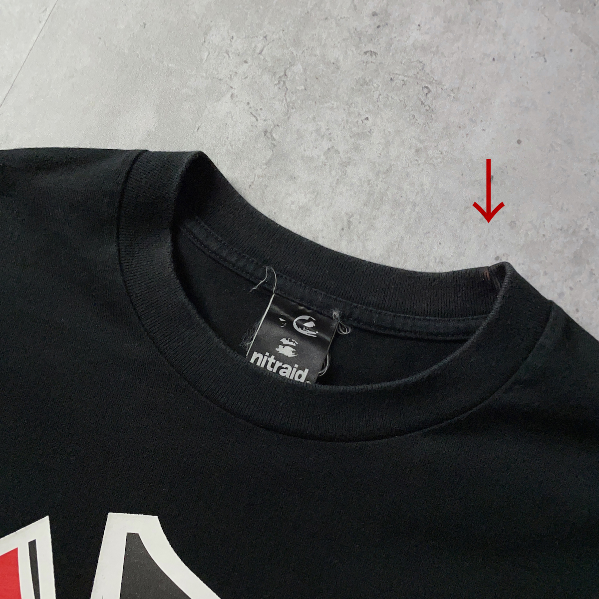 NITRAID мужской M толстый большой Logo принт короткий рукав футболка чёрный черный красный красный хлопок 100% Street звук . знак тяжелый to сделано в Японии 