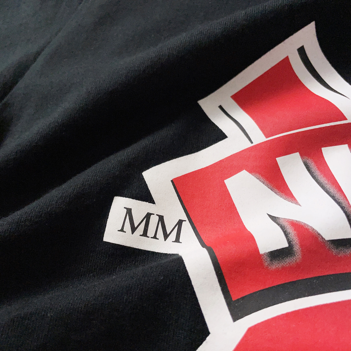 NITRAID мужской M толстый большой Logo принт короткий рукав футболка чёрный черный красный красный хлопок 100% Street звук . знак тяжелый to сделано в Японии 