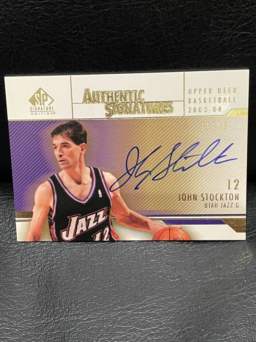 【NBA SUPER rare】 JOHN STOCKTON 03-04 SP SIGNATURE EDITION/AUTHENTIC SIGNATURES/ 11/50_画像1