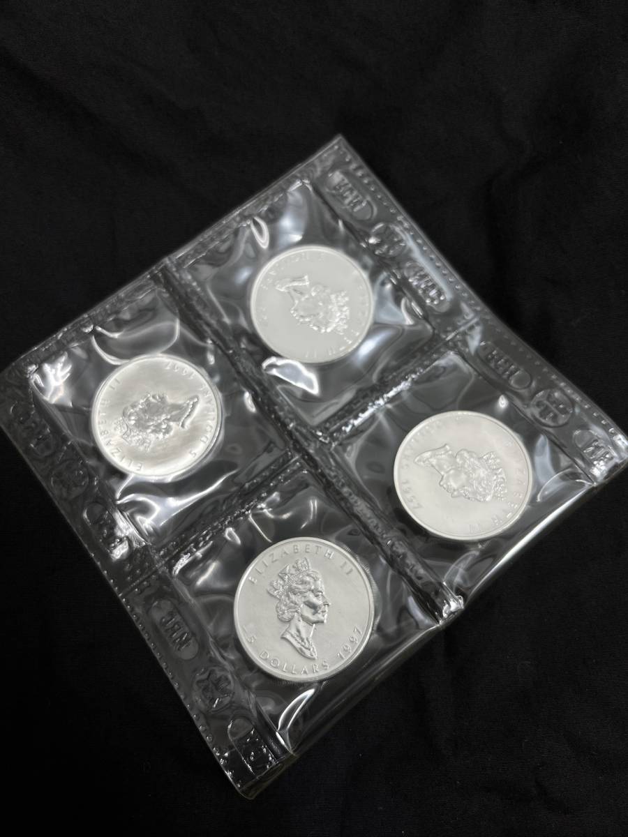 カナダ メイプルリーフ 1997 純銀　1オンス　5ドル　銀貨　エリザベス2世　132.5g 【4枚まとめて】　記念コイン　記念硬貨_画像3