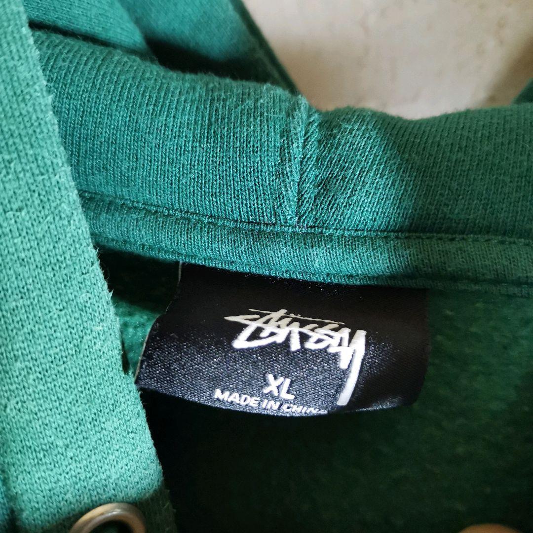 STUSSY ステューシー パーカー プルオーバー 緑 刺繍 ロゴ