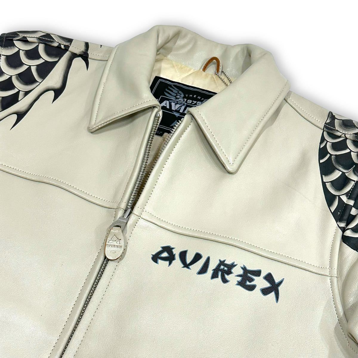 稀少■最初期 AVIREX (アヴィレックス) DRAGON vs SNAKE TRAKER JACKET 龍&蛇 ドラゴン スネーク レザー ジャケット S 300着限定 松本人志_画像7