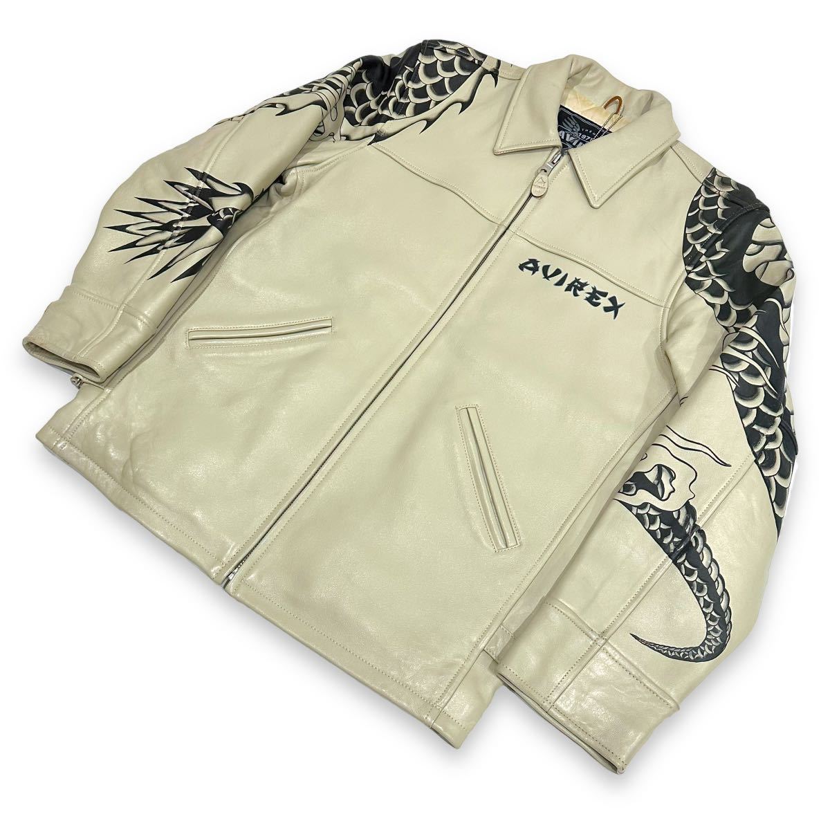  редкостный # самый первый период AVIREX ( Avirex ) DRAGON vs SNAKE TRAKER JACKET дракон &. Dragon Sune -k кожаный жакет S 300 надеты ограничение сосна сам .