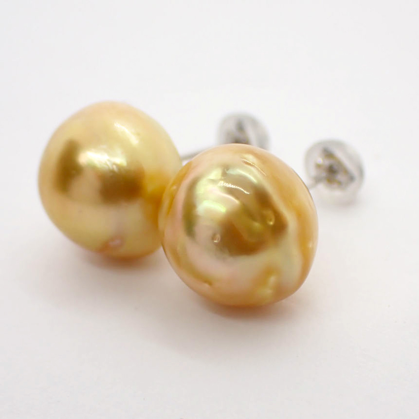 [ new goods ]Pt900 south . White Butterfly pearl / Golden pearl earrings [g185-57]