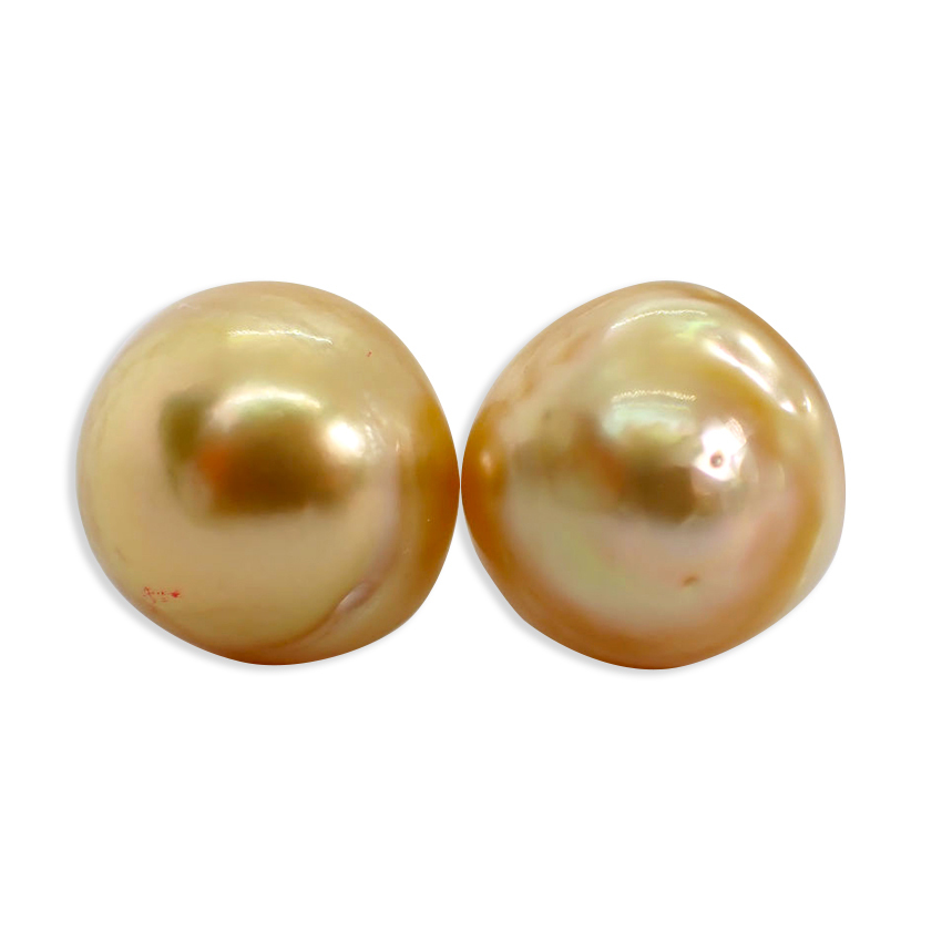 [ new goods ]Pt900 south . White Butterfly pearl / Golden pearl earrings [g185-57]
