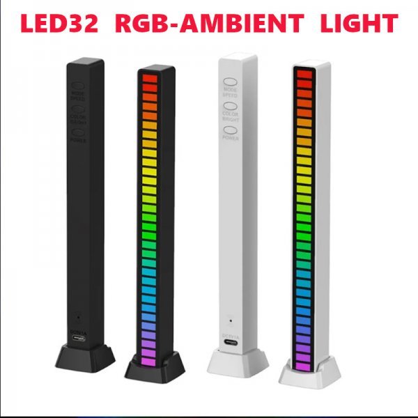 「送料無料」32LED USB電源 マルチカラーRGB アンビエントライト 車内LED 車内装飾 インテリア装飾 補助照明 ミュージックコントロール is_LED32-RGBアンビエントライト