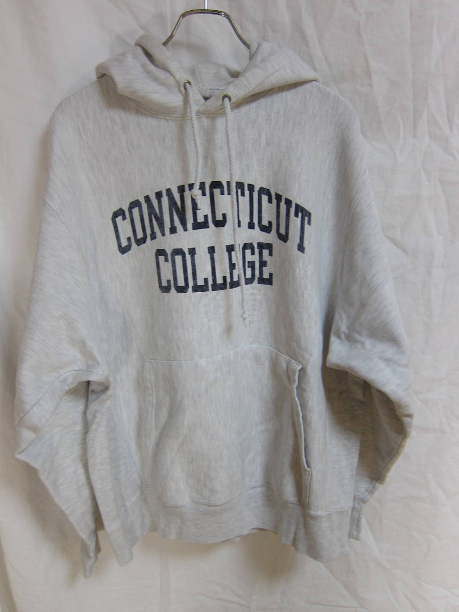 即決 Champion リバースウィーブ CONNECTICUT COLLEGE スウェットパーカー M