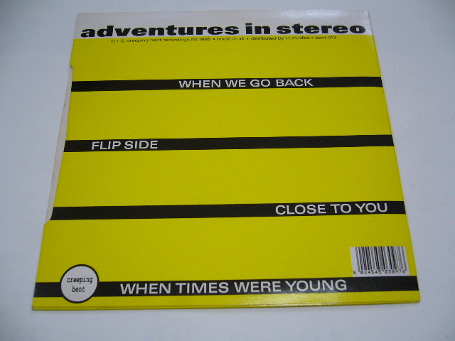 ７“/Adventures In Stereo/When We Go Back/UK盤/1996年盤/BENT 013/試聴検査済み《７インチ盤,３枚以上同梱で,「ゆうメール」送料無料》_画像2
