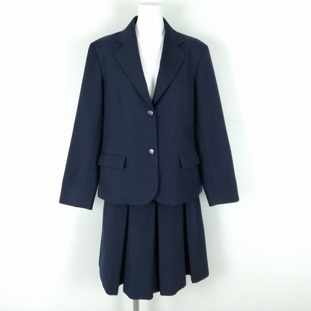 1円 ブレザー スカート 上下2点セット 大きいサイズ 冬物 女子 学生服 中学 高校 紺 制服 中古 ランクC NA2807_画像1