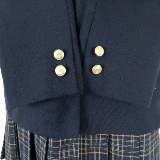 1円 ブレザー ミニスカート 紐タイ 上下4点セット L 大きいサイズ 冬物 女子 学生服 星槎国際高校 紺 制服 中古 ランクB NA2796_画像3