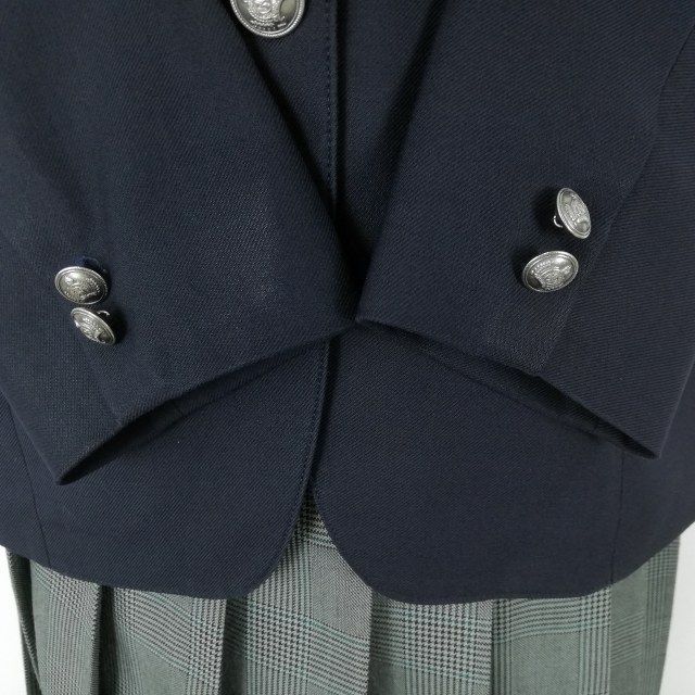 1円 ブレザー チェックスカート ネクタイ 上下4点セット 冬物 女子 学生服 中学 高校 紺 制服 中古 ランクB NA3165_画像4