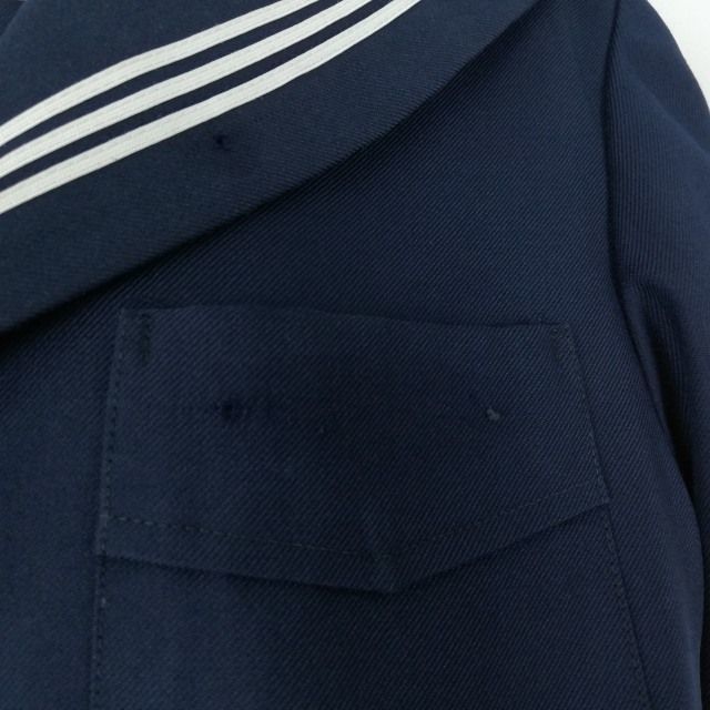 1円 セーラー服 スカート ネクタイ 上下3点セット 冬物 白3本線 女子 学生服 中学 高校 紺 制服 中古 ランクC NA3127_画像5