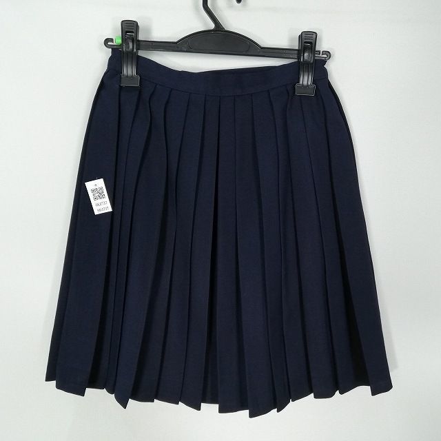 1円 スクールスカート 冬物 w66-丈49 紺 中学 高校 ヒロミチナカノ プリーツ 学生服 制服 女子 中古 HK4737_画像2