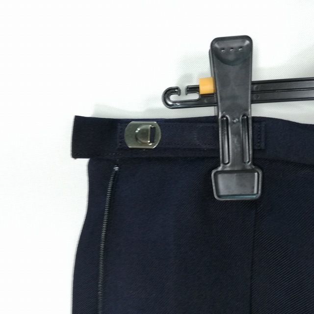 1円 スクールスカート 大きいサイズ 冬物 w80-丈59 紺 中学 高校 プリーツ 学生服 制服 女子 中古 HK4717_画像3