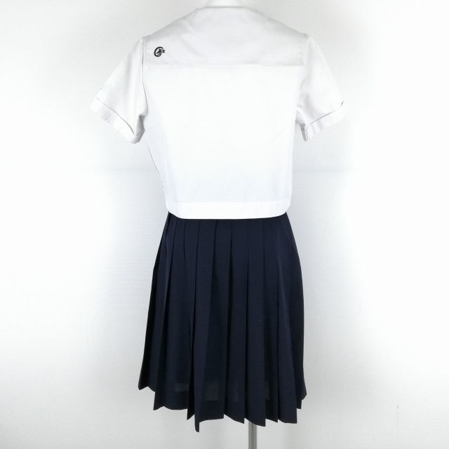 1円 セーラー服 スカート 上下2点セット 大きいサイズ カンコー 夏物 女子 学生服 鹿児島玉龍中学高校 白 制服 中古 ランクB NA5200_画像2