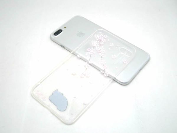 iPhone 7 Plus/8 Plus サクラ+黒猫 クリアケース カバー 桜_画像7