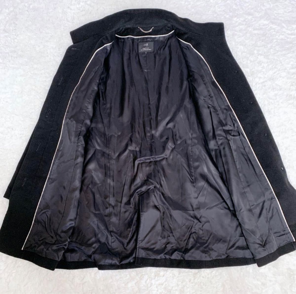極美品　23区　コート　ブラック　ミドル　カシミヤ　大きいサイズ　Lサイズ　40 ロングコート ステンカラーコート size L