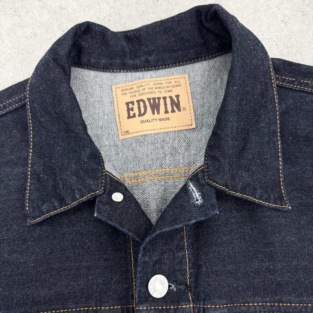 EDWIN エドウィン デニム トラッカー ジャケット Gジャン 3rd型 サイドポケット付 ET1115 L 濃紺 インディゴブルー 定価￥9,350-_画像4