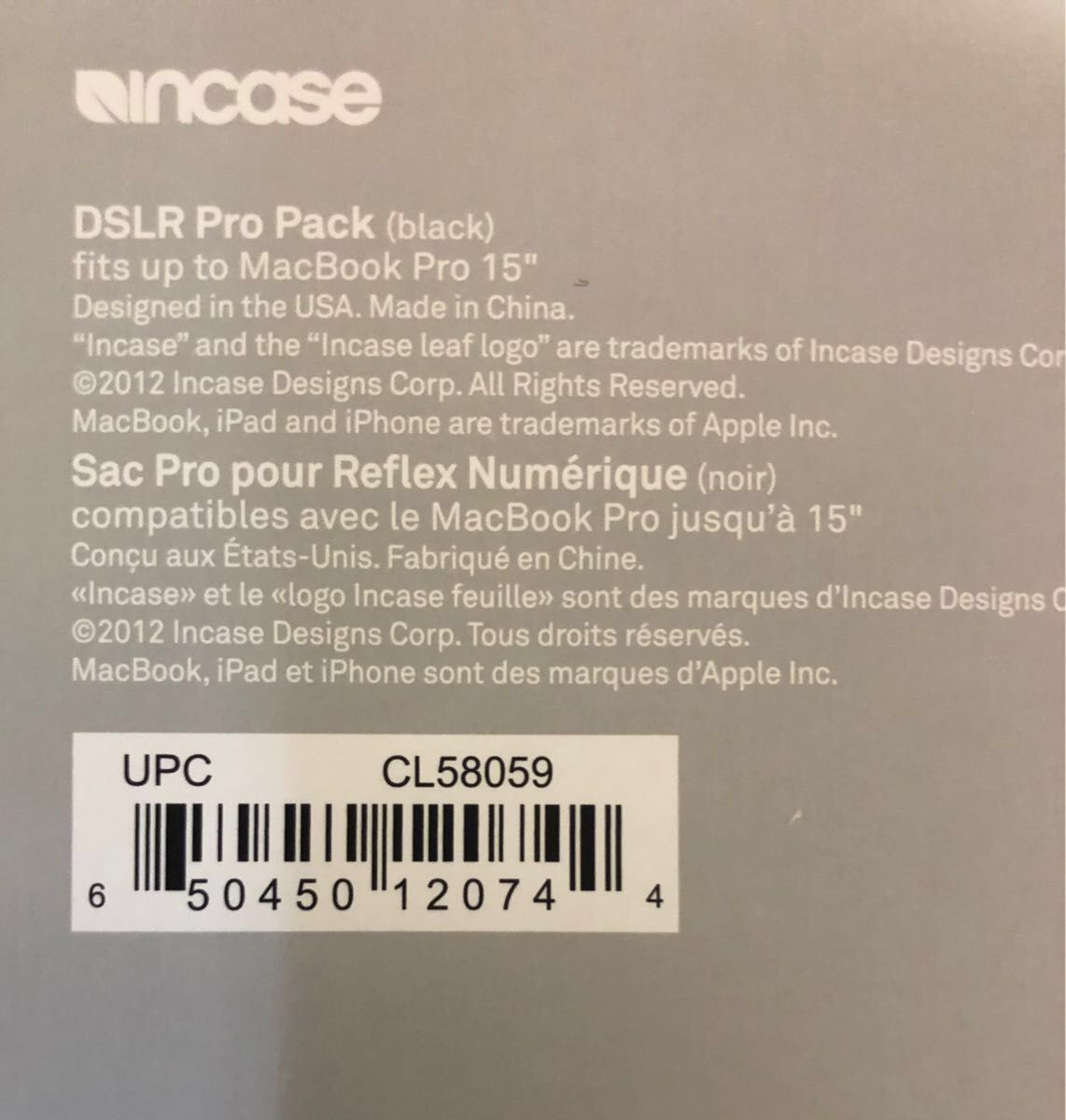 未使用品　インケース　Incase DSLR Pro Pack カメラ バッグ