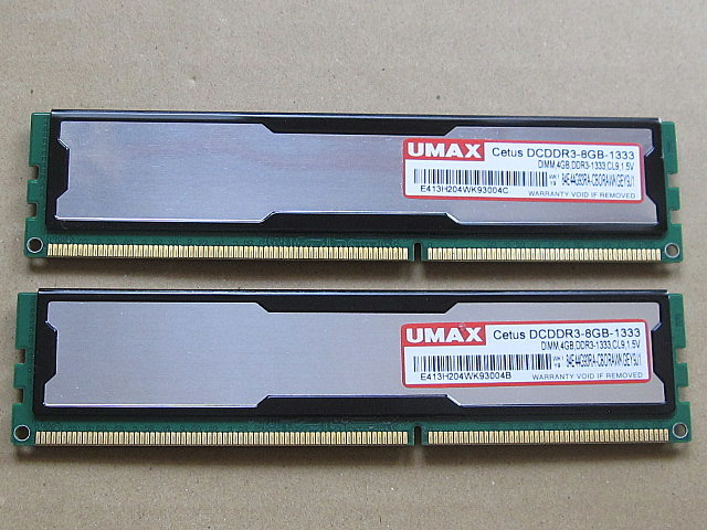 合計8GB UMAX Cetus DDR3 1333 PC3 10600 4GB 2枚 ①　2300/51119_画像2