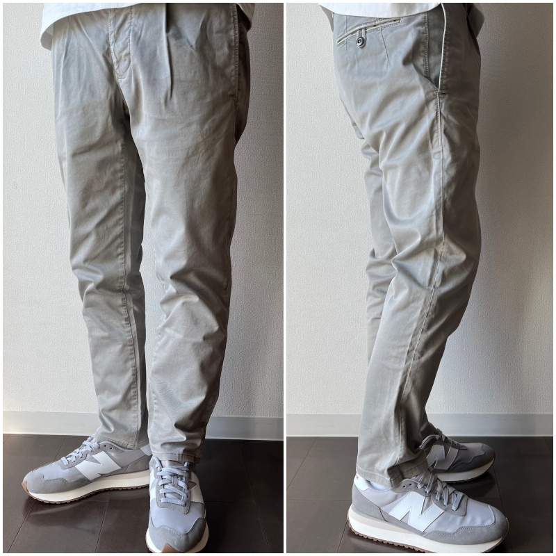 INCOTEX CHINO SLIMFIT SLACKS インコテックス 694ガーメントダイストレッチツイル1プリーツテーパードチノ 32 グレー チノパン スラックス_画像2