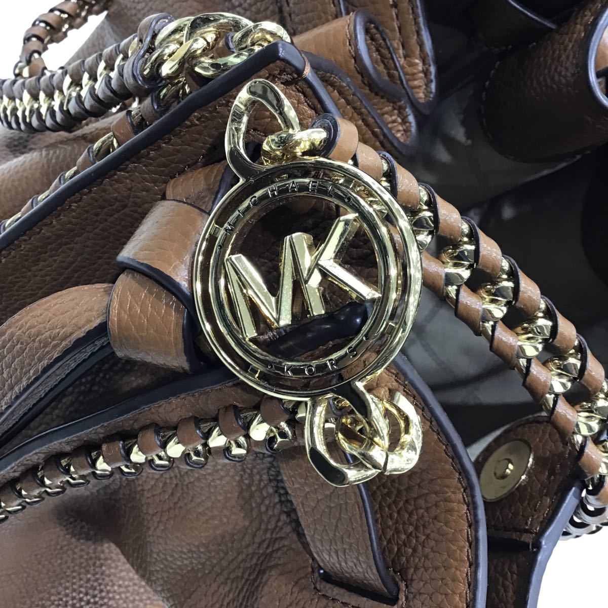 【MICHAEL KORS マイケルコース 】30S1G4ME3L ショルダーバッグ MINA チェーンショルダー トート ラージ ブラウン 2311oki_画像4