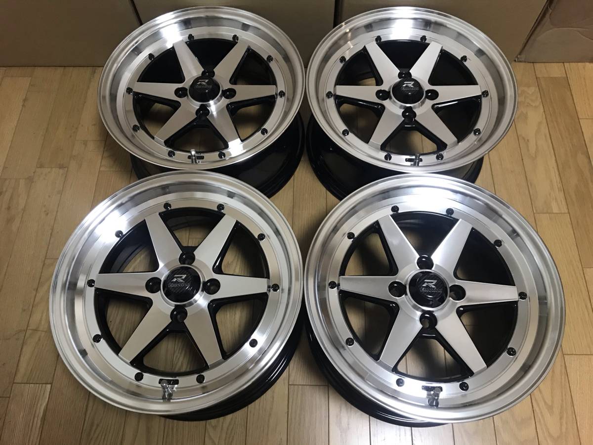 旧車 街道レーサー 暴走族 走り屋 15×7J/+30/PCD100 新品ホイール４本セット カスタム軽カー等にも_画像1