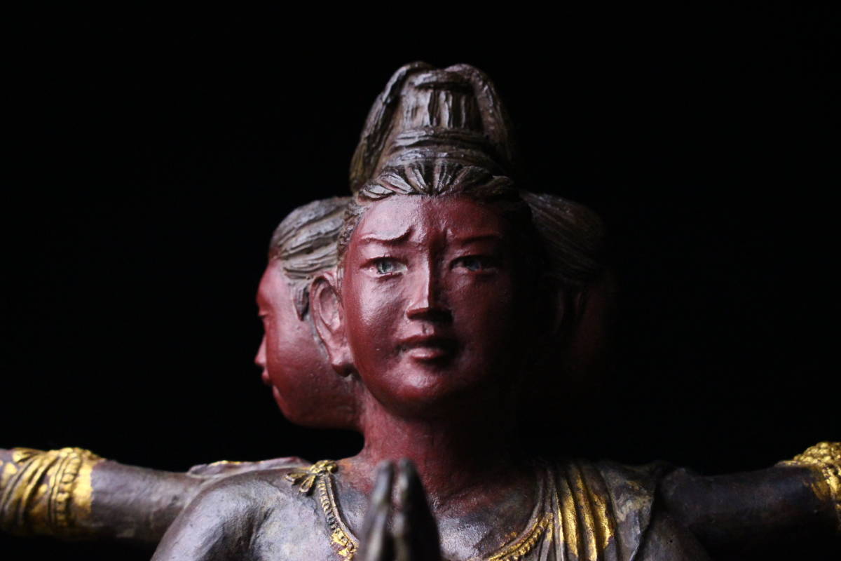 【櫻】仏教美術 銅製 彩色阿修羅像 40.8cm 時代古玩 []11 原文:【櫻】仏教美術 銅製 彩色阿修羅像 40.8cm 時代古玩 []11