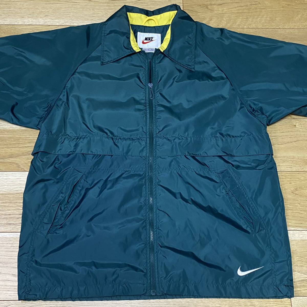 美品☆90s NIKE ナイキ コーチ ナイロン ジャケット ブルゾン グリーン_画像7