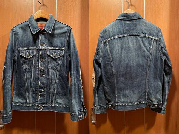 Levis / リーバイス フォース Gジャン 4th ジージャン デニムジャケット 70505-0049 フェイデッドブルーリペアー ダメージ リペア加工 Sの画像1