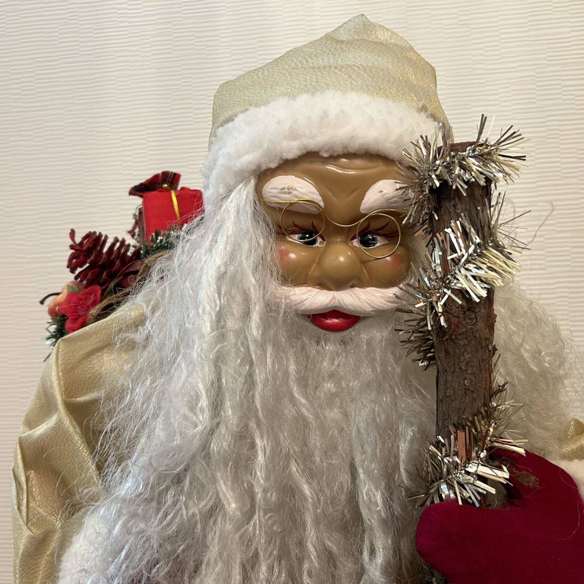 大きめサイズ★87cm サンタクロース 人形 置物 屋外 屋内 ゴールドカラー クリスマスの画像6